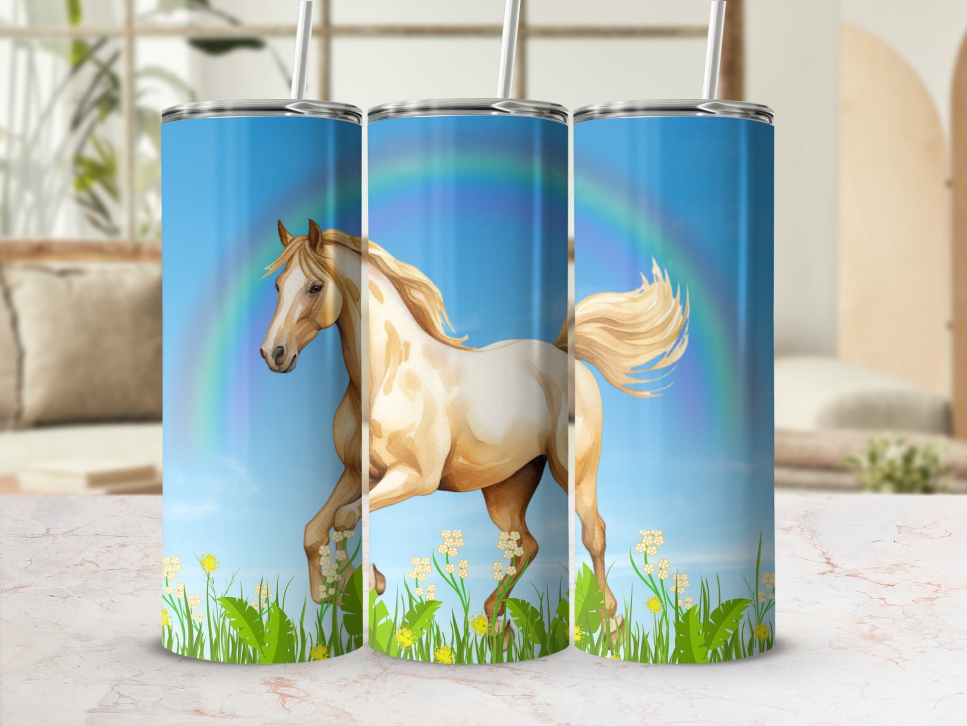 Beautiful Horse and Rainbow Tumbler for All Ages
