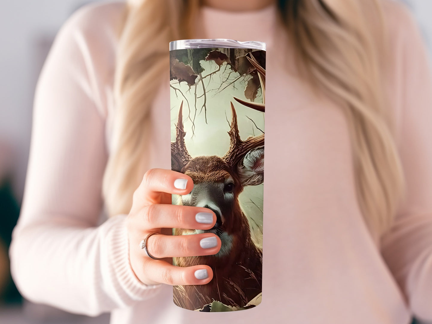 Deer Antlers Insulated Travel Tumbler Cup For Outdoors