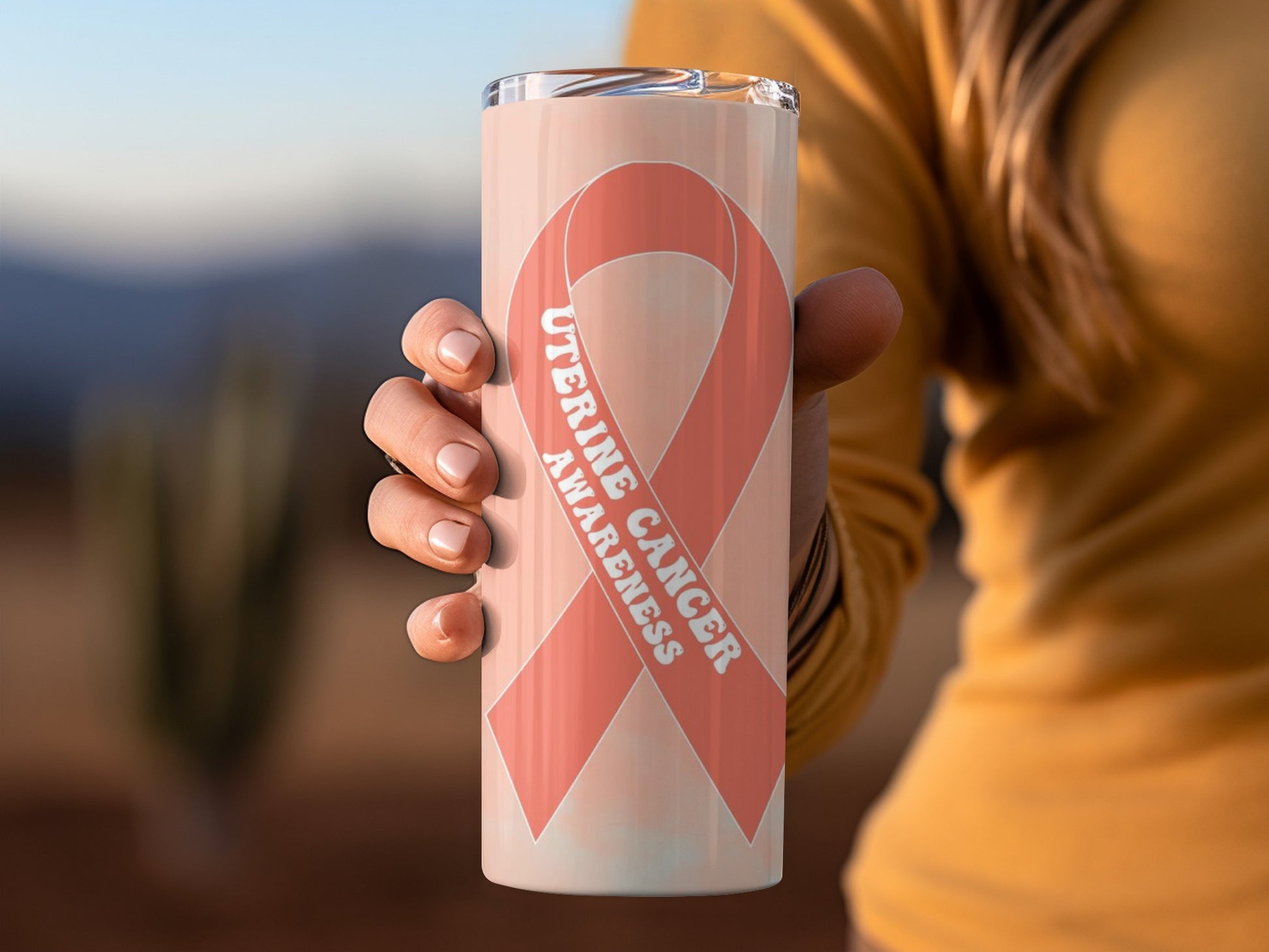 Uterine Cancer Awareness Ribbon Design Tumbler
