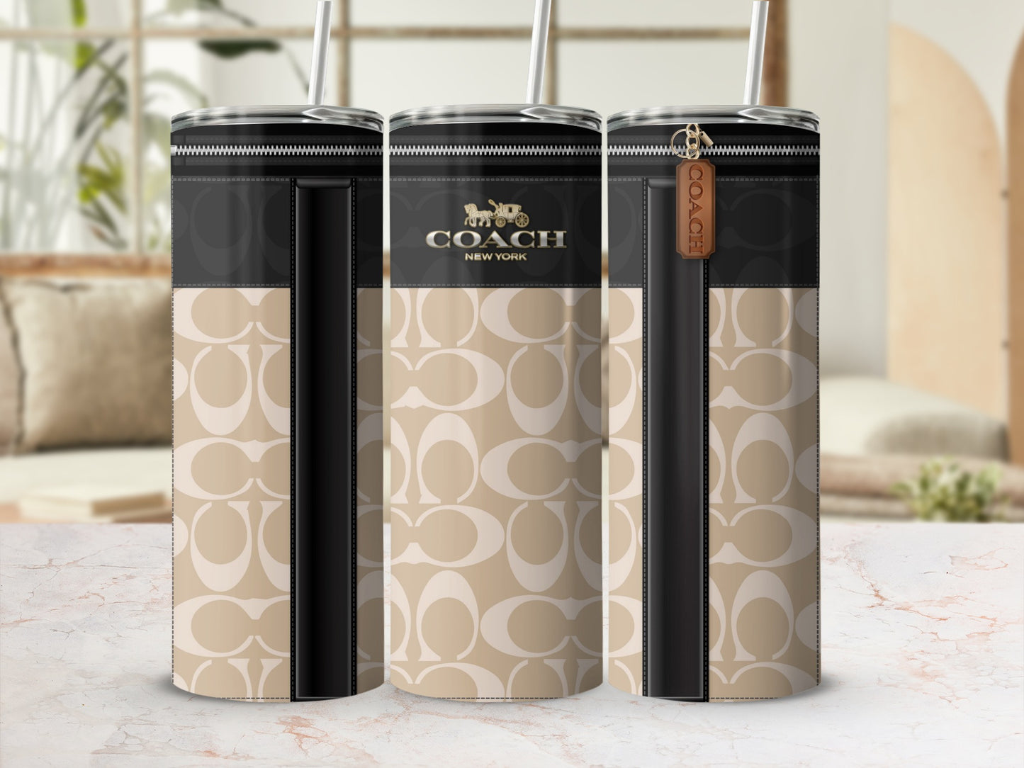 Coach New York Signature Pattern Tumbler Cup