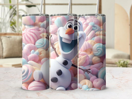 Olaf Surrounded by Candy Illustration Tumbler