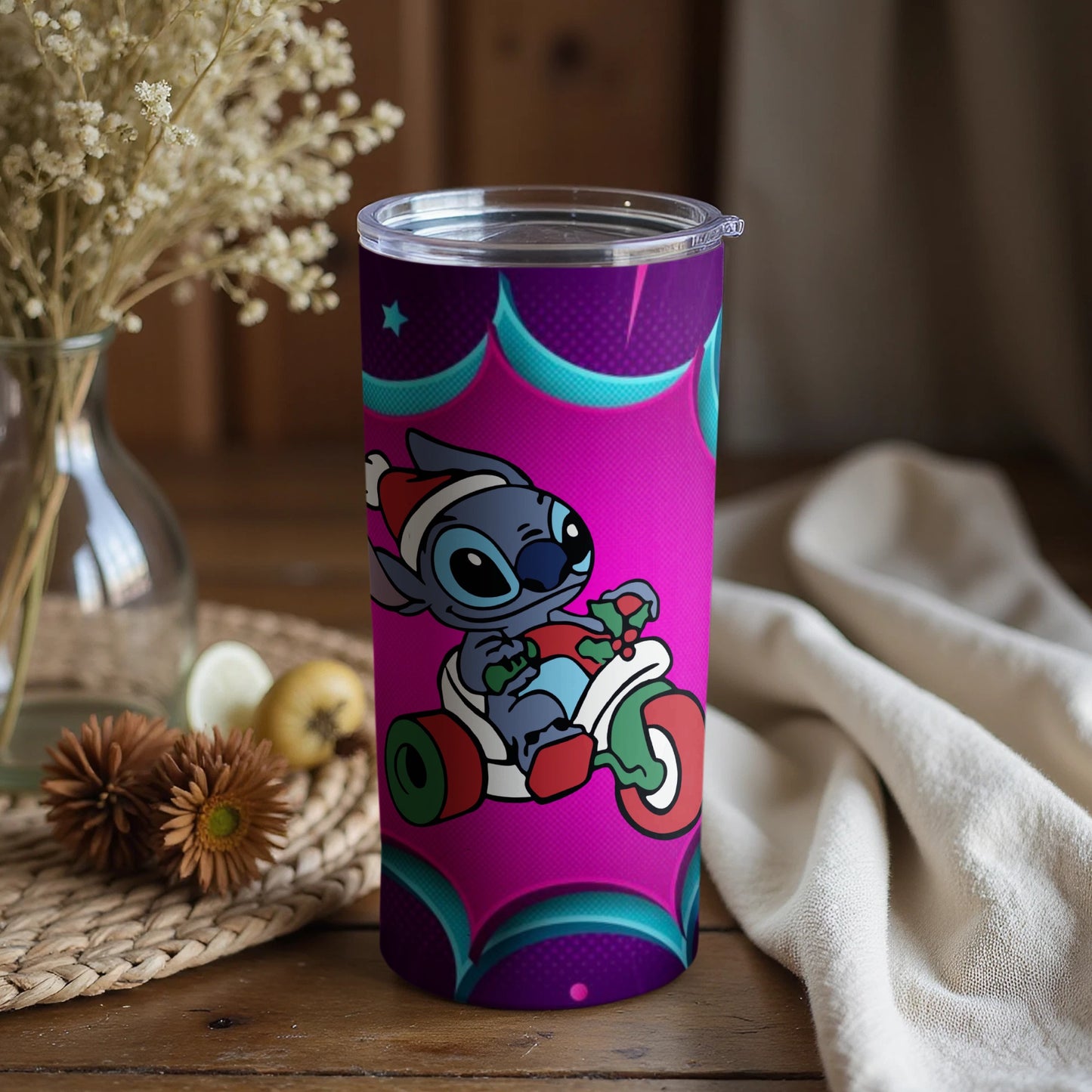 Cute Alien Character on Colorful Tumbler