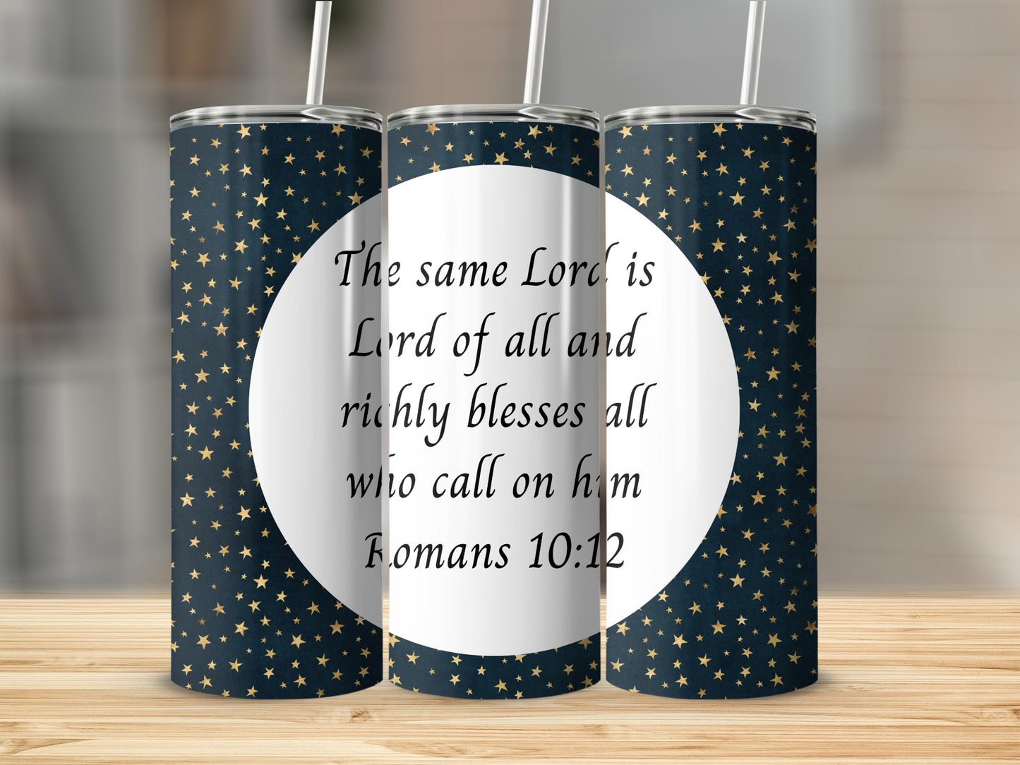 Inspirational Romans 10:12 Quote Starry Tumbler