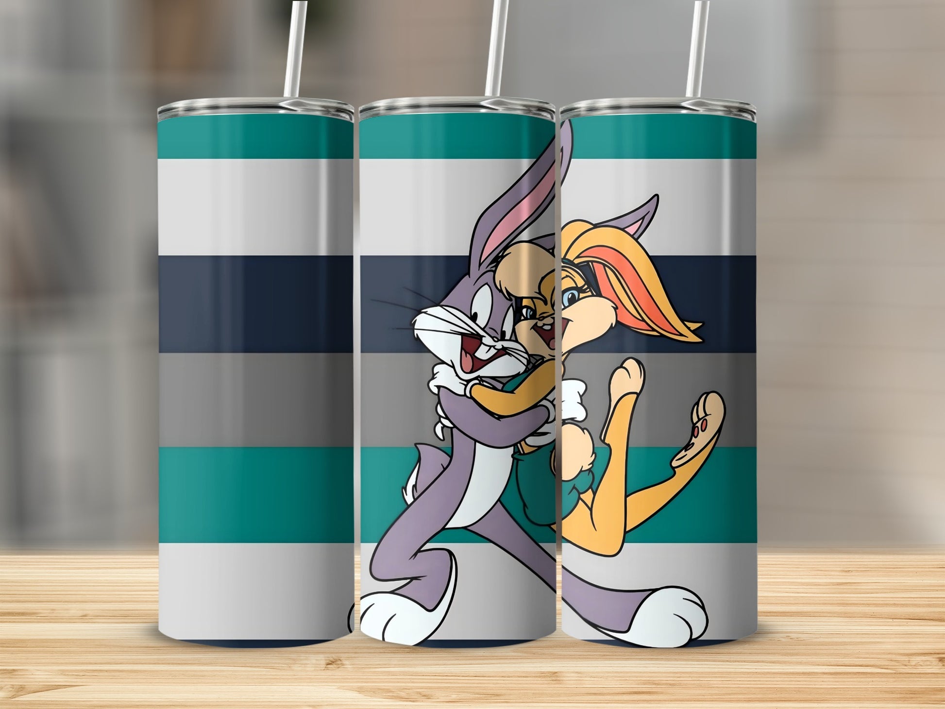 Bugs Bunny and Lola Bunny Striped Tumbler Cup