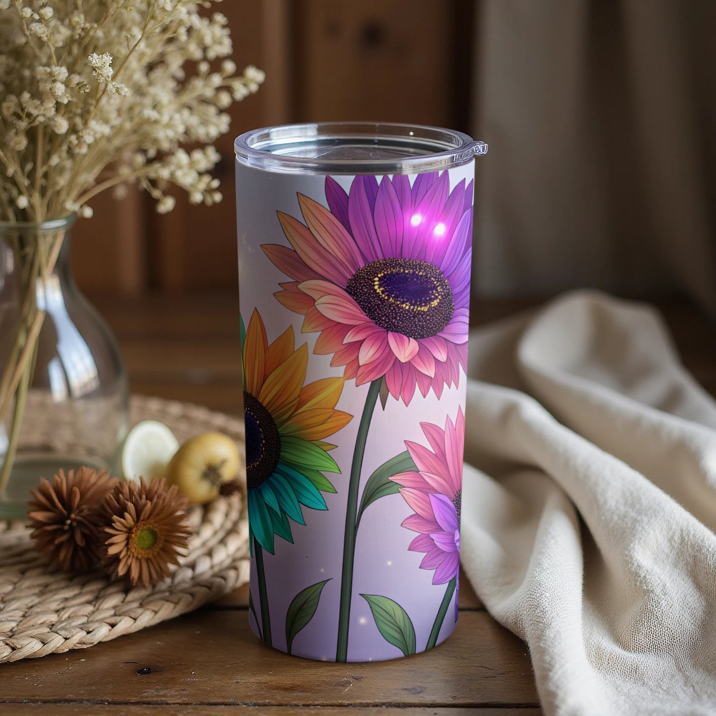 Bright Colorful Sunflower Design Tumbler Drinkware Cup