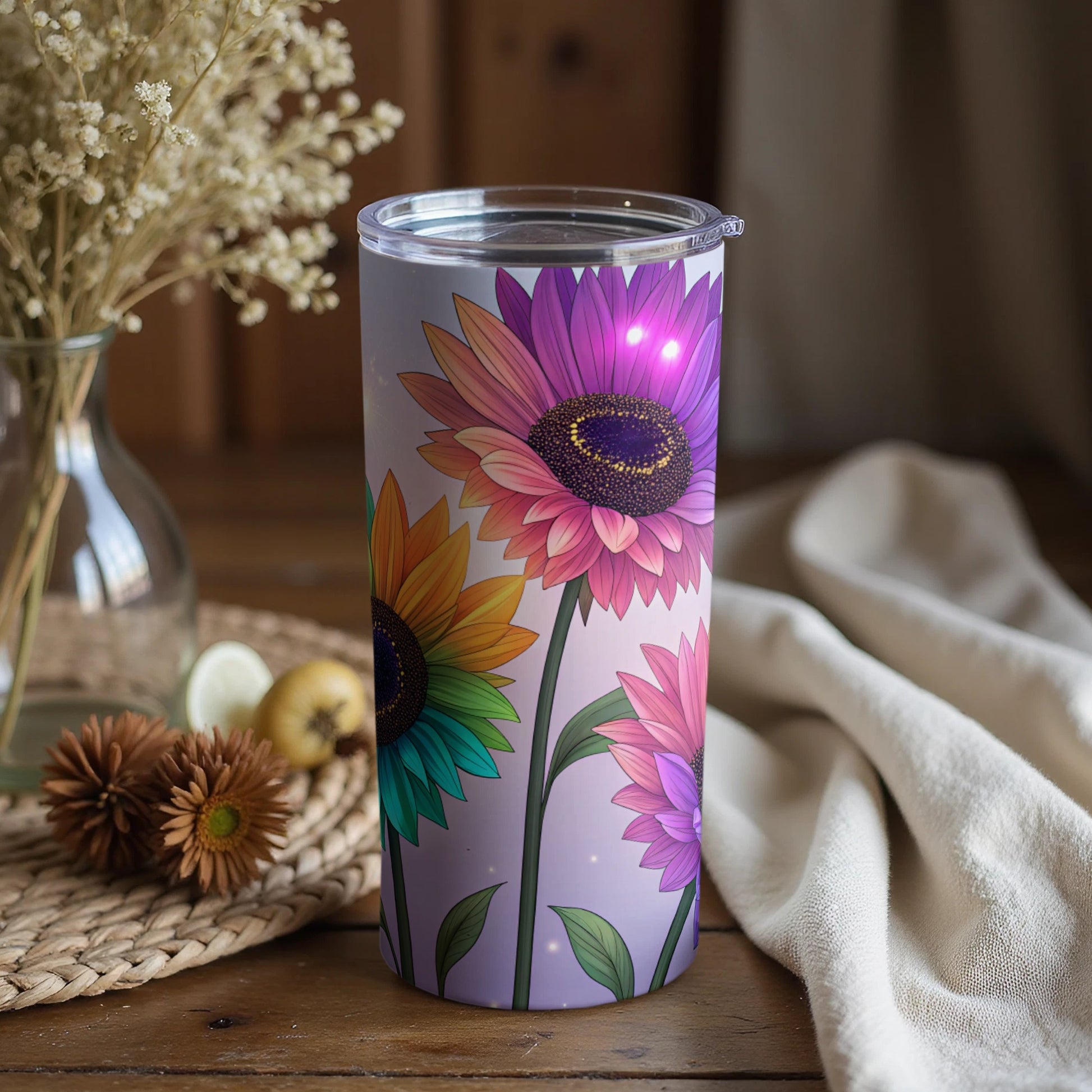 Bright Colorful Sunflower Design Tumbler Drinkware Cup