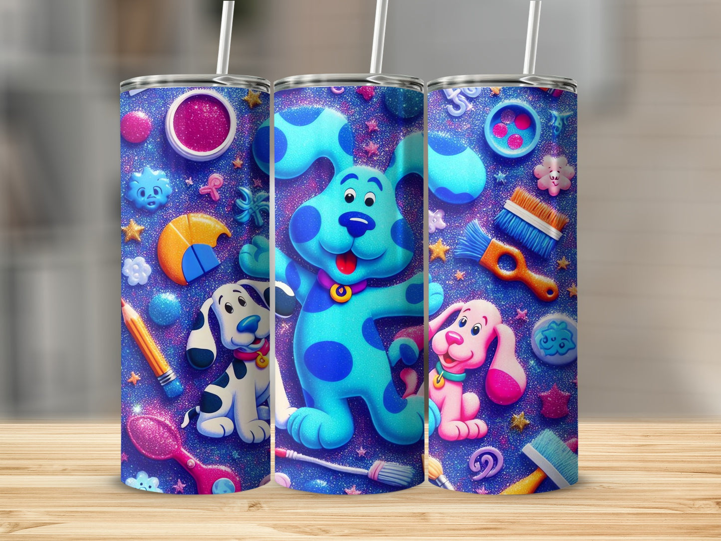 Cute Colorful Cartoon Character Themed Tumbler Cup Set