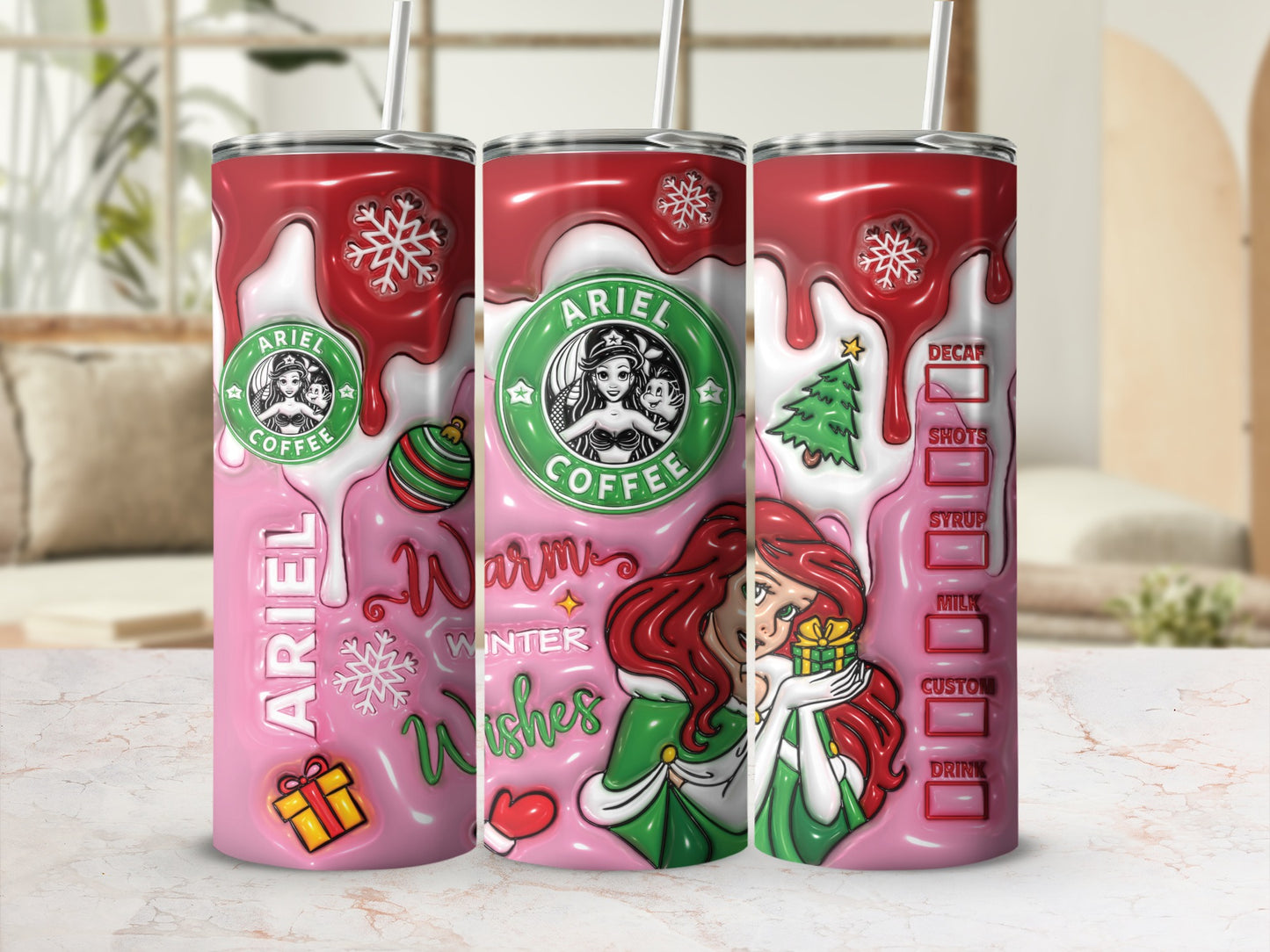 Warm Wishes Ariel Coffee Holiday Themed Tumbler