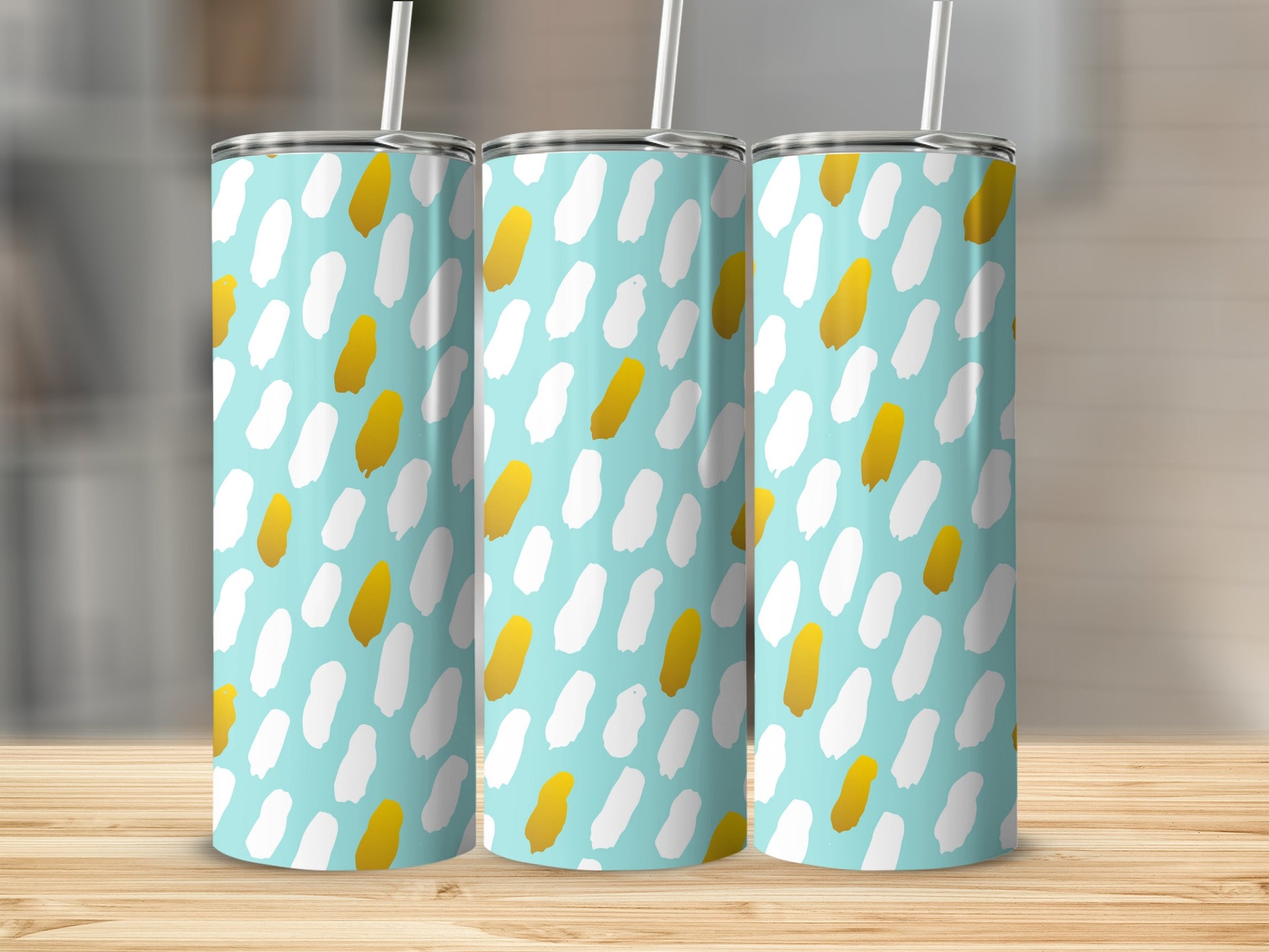 Abstract White and Gold Brush Strokes Tumbler Cup