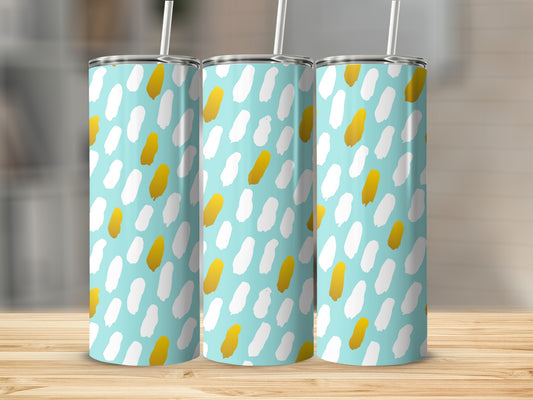 Abstract White and Gold Brush Strokes Tumbler Cup