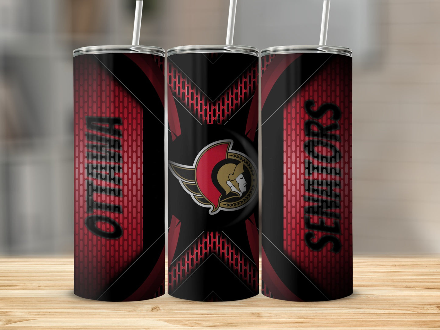 Ottawa Senators Team Logo with X Detail Background Tumblers