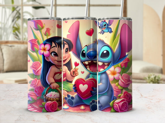 Cute Tropical Stitch and Lilo Themed Tumbler