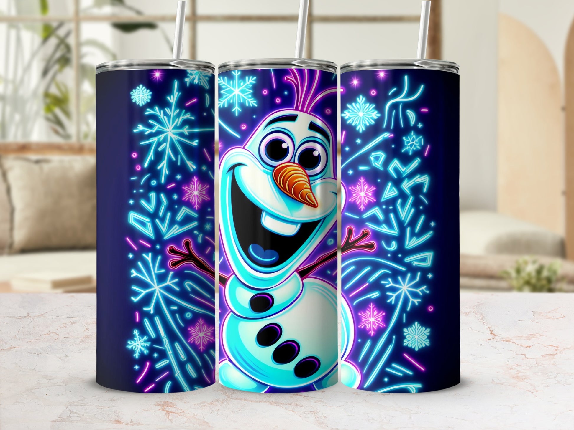 Adorable Snowman Design Sparkling Tumbler Cup