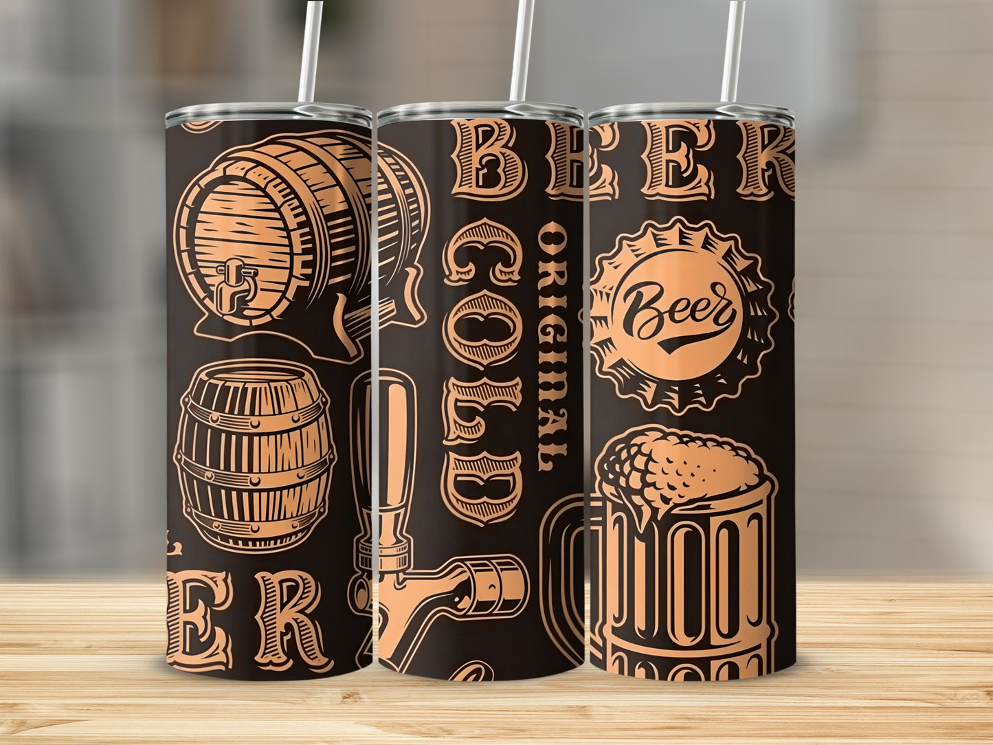 Rustic Beer Mugs and Barrels Insulated Tumbler product