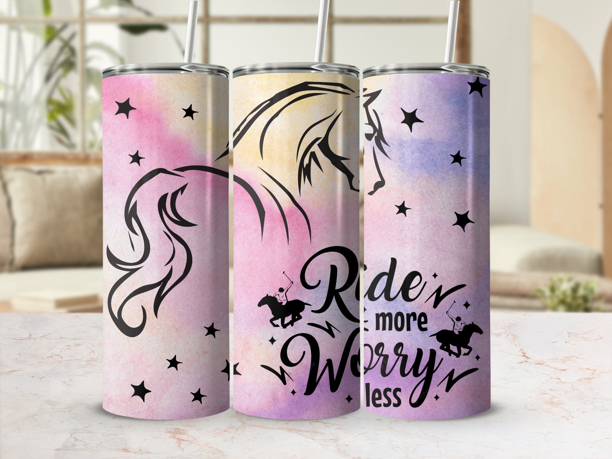 Ride More Worry Less Unicorn Tumbler Product