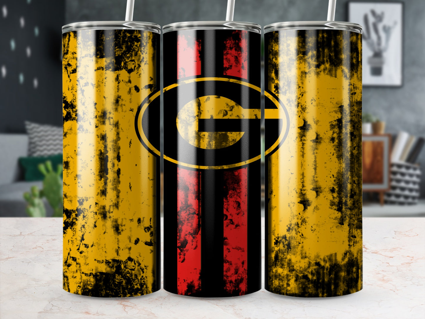 Distressed Grunge Style Tumbler with Logo Design Cup