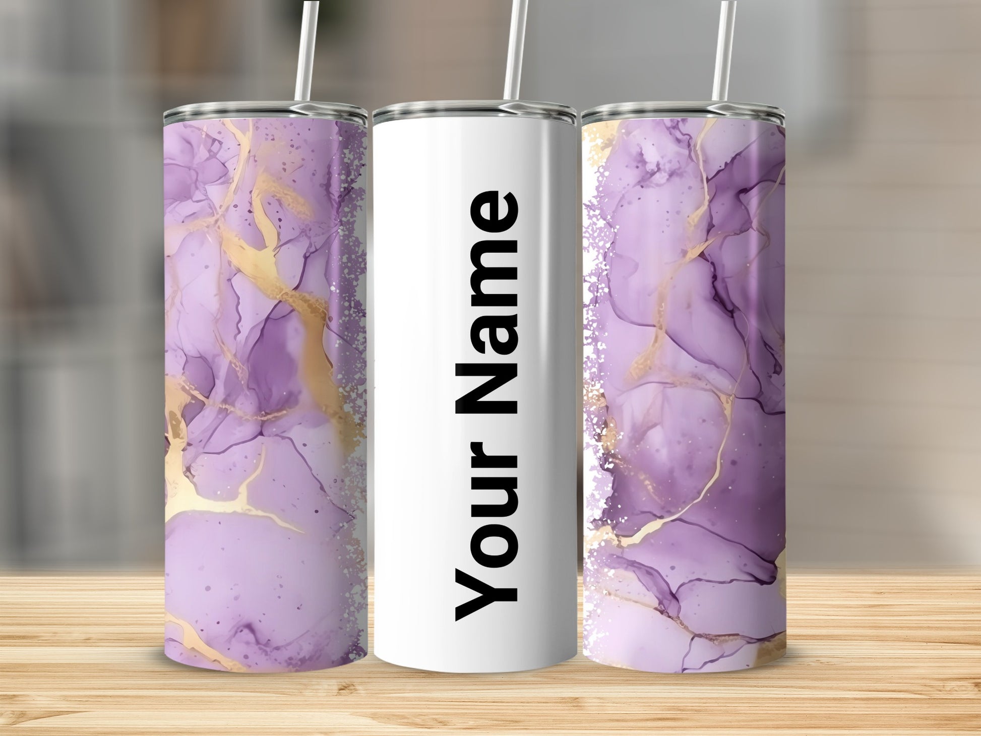 Customizable Purple Marble Personalized Tumbler