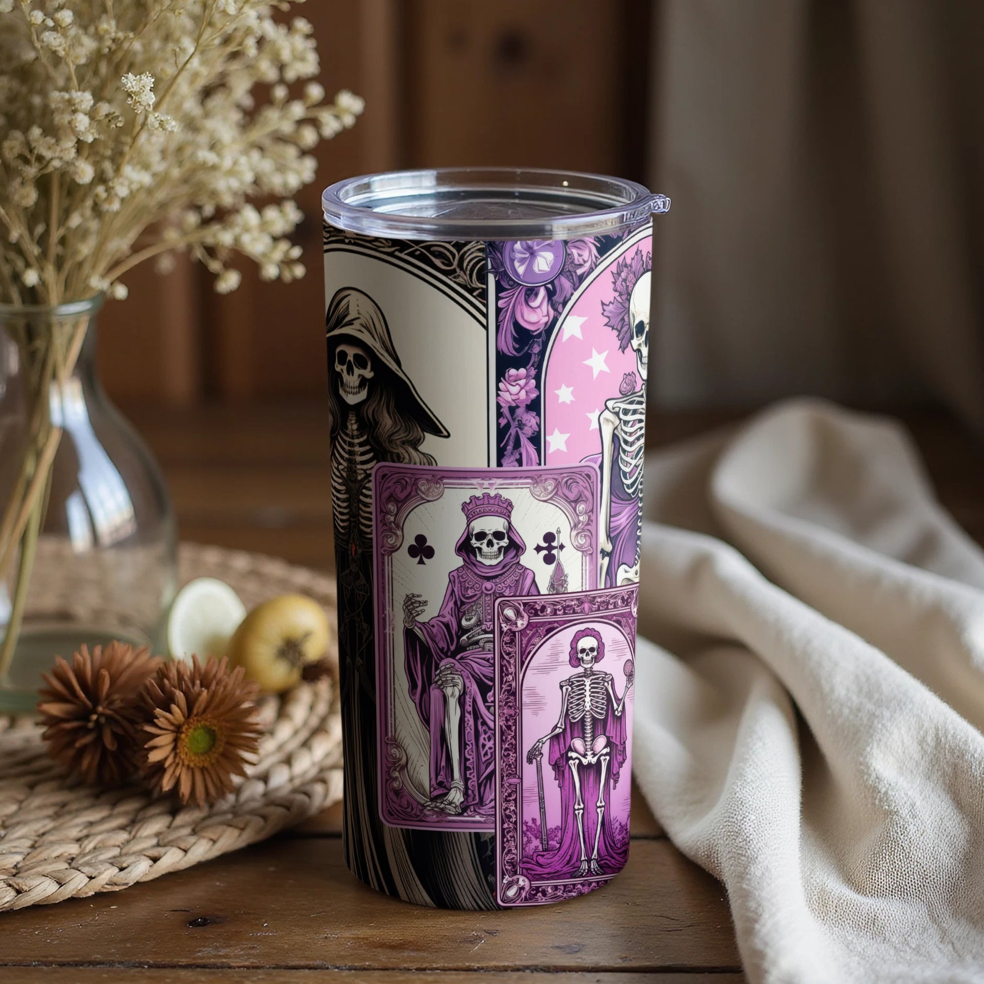 Skeleton Tarot Card Art Stainless Steel Tumbler