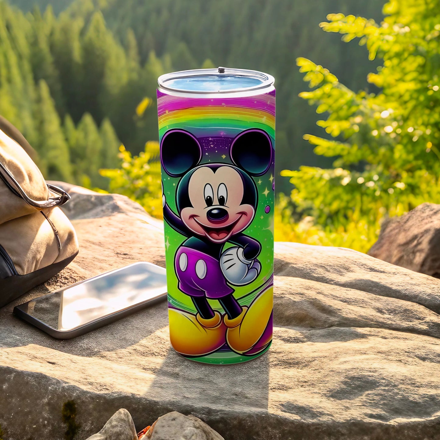 Colorful Cartoon Mouse Art Tumbler for Outdoor Adventures