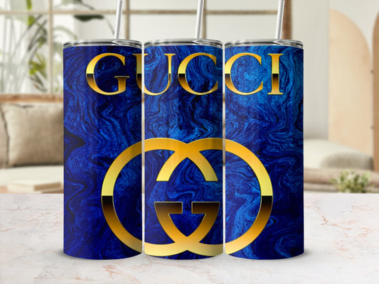 Stylish Blue Marble and Gold Pattern Tumbler