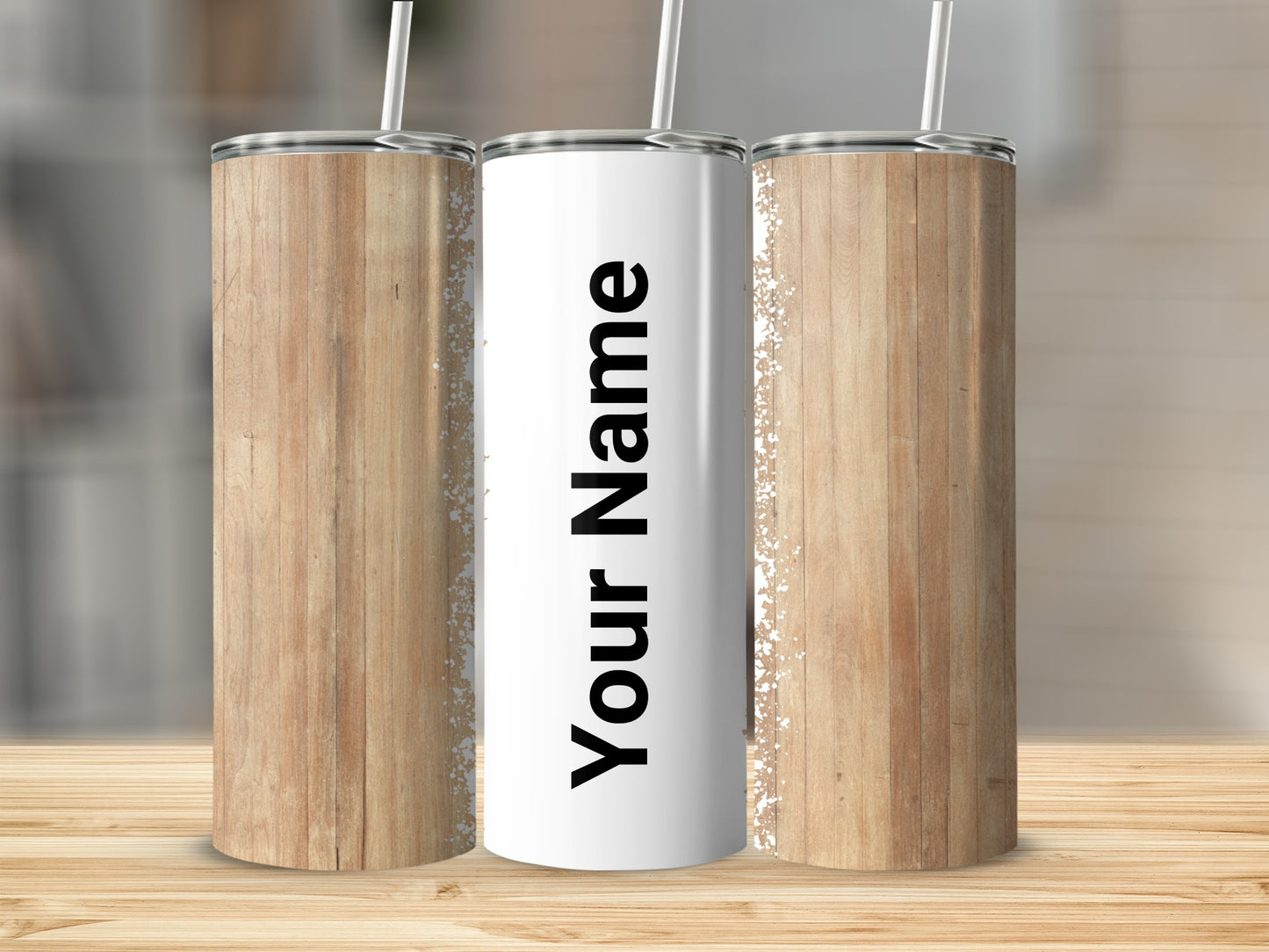 Personalized Wood Pattern Tumbler with Your Name
