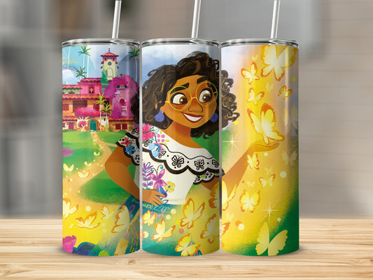 Colorful Animated Character with Butterflies Tumbler