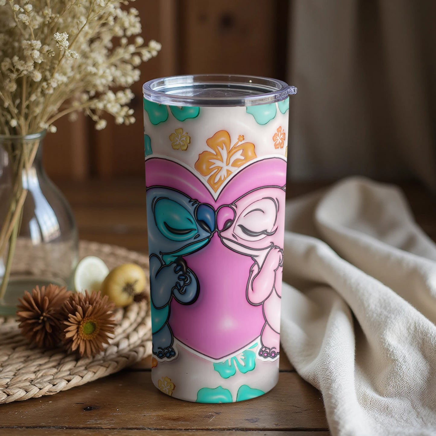 Adorable Cartoon Characters Heart Design Tumbler