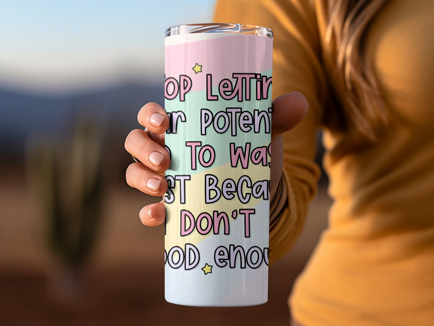 Motivational Quote Pastel Colors Tumbler Cup