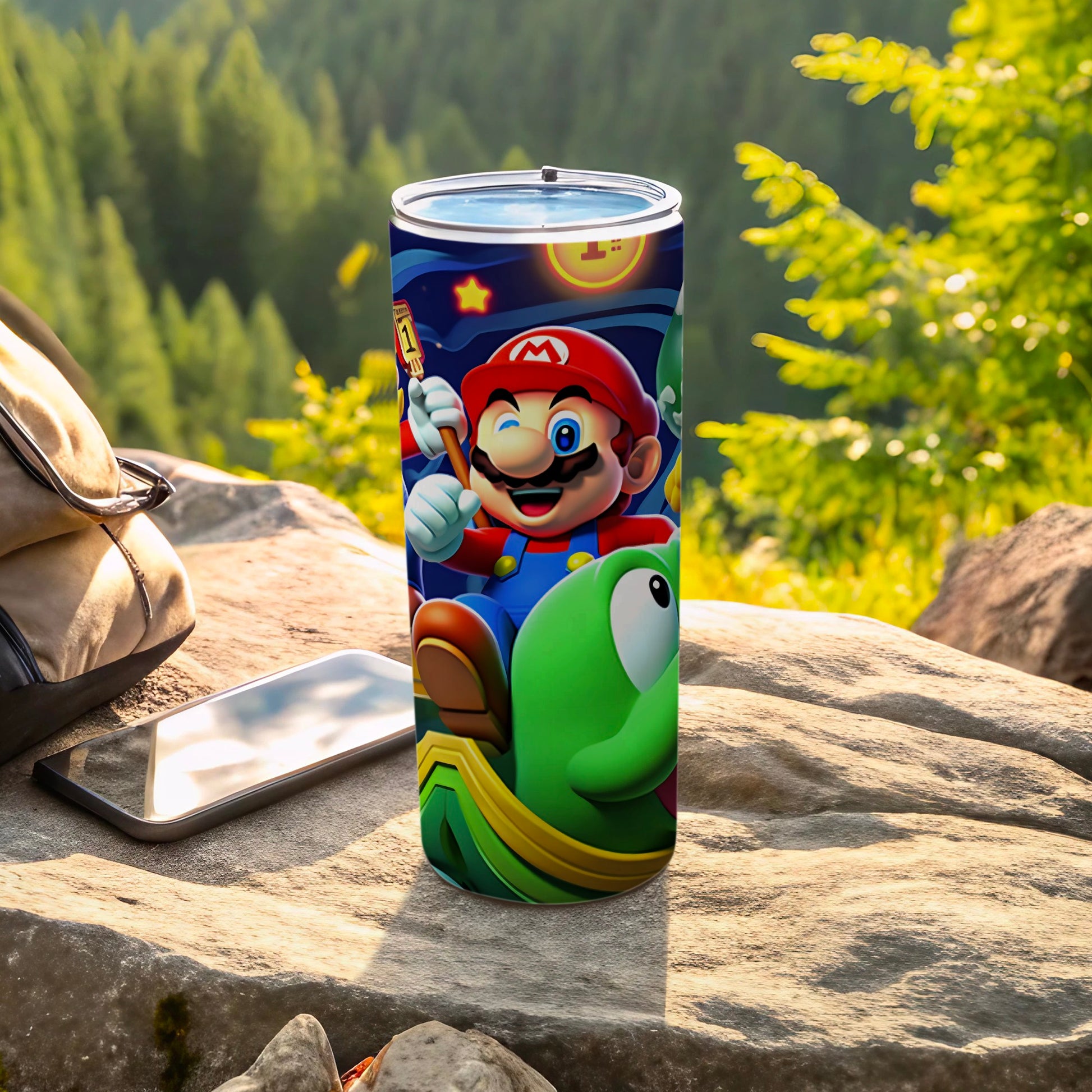 Winking Mario and Yoshi Design Insulated Tumbler