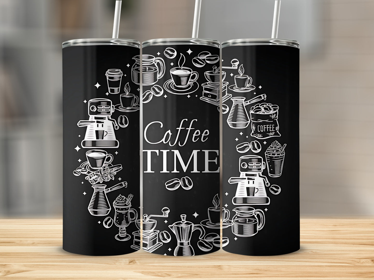 Coffee Time Tumbler with Coffee Machine Print