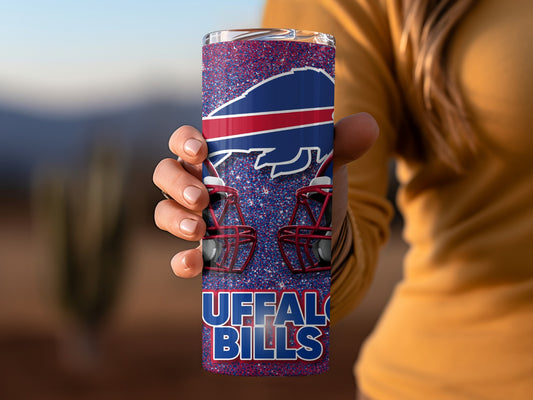 Buffalo Bills Helmets with Glitter Background Tumblers