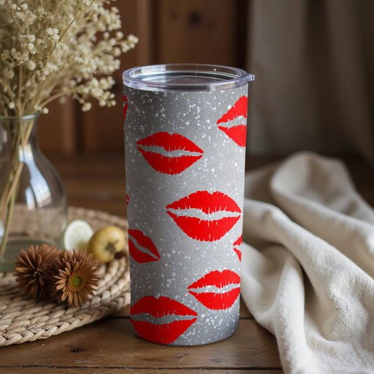 Red Lips Patterned Travel Mug Fashion Statement