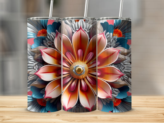 Vibrant Floral Design Tumbler with Straw for Everyday Use