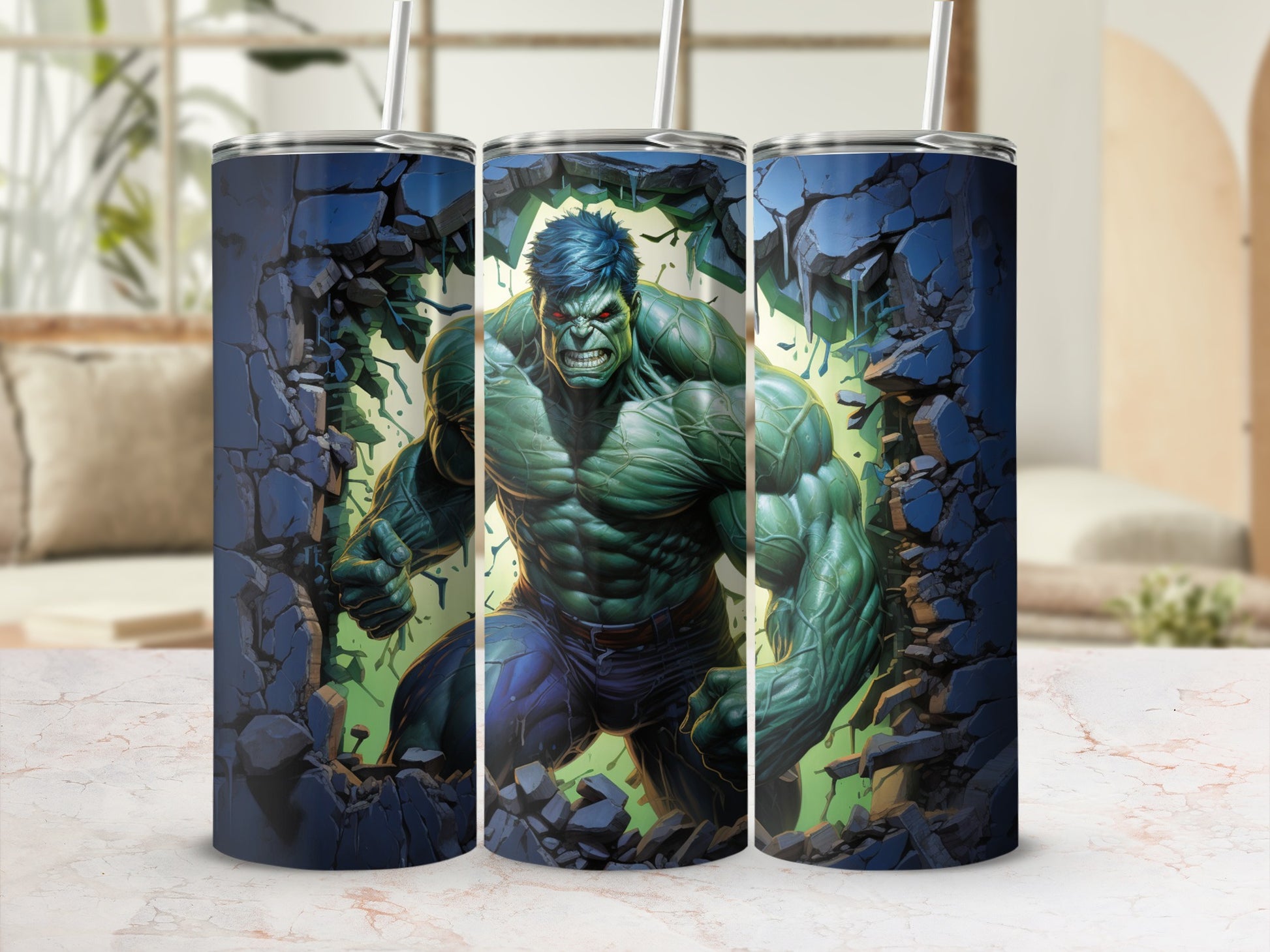 Incredible Hulk Breaking Through Cool Design Tumbler