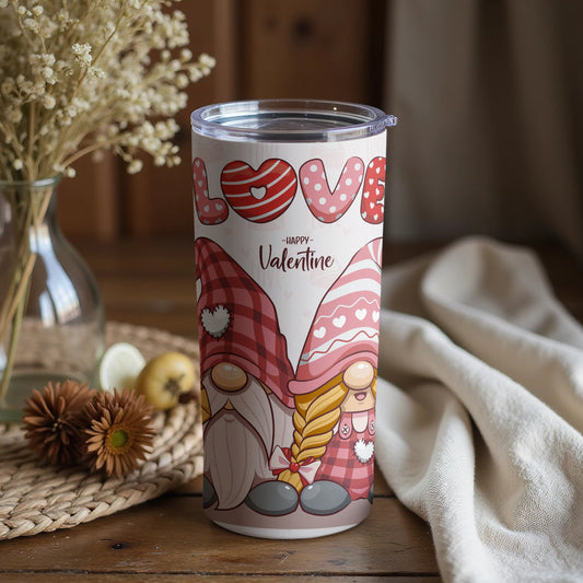 Cute Love Gnomes Happy Valentine Tumbler Cup
