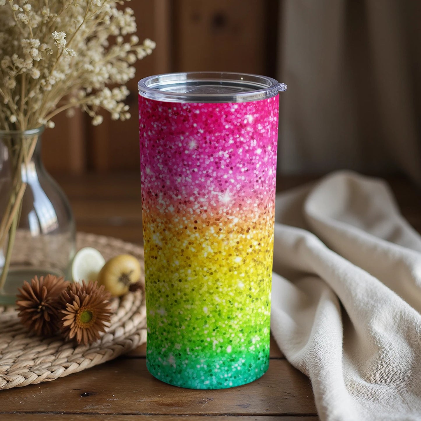 Colorful Gradient Glitter Tumbler With Lid Product