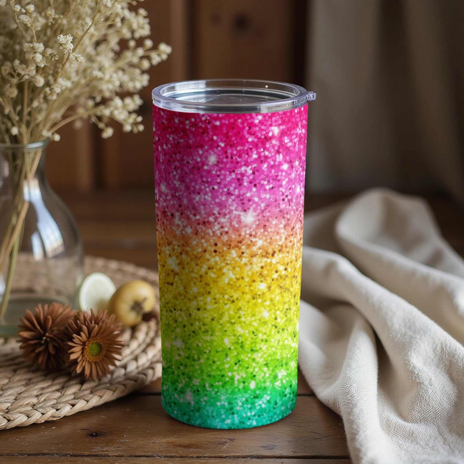 Colorful Gradient Glitter Tumbler With Lid Product