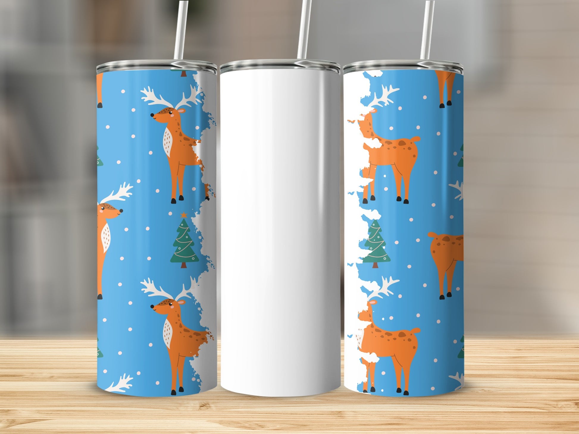 Festive Reindeer and Christmas Tree Tumbler Product