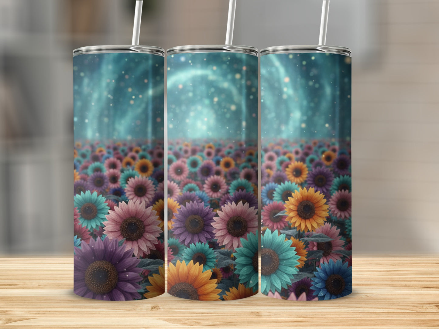 Colorful Floral Galaxy Design Insulated Tumbler