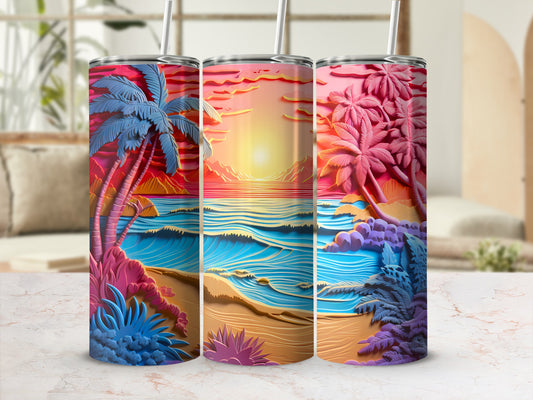 Vibrant Sunset Beach Tropical Palm Tree Tumbler product type
Tropical, Beach, Sunset, Palm Trees, Ocean Waves, Colorful Design, Layered Art, 3D Effect, Island Life, Summer Vibes, Vacation Ready, Travel Tumbler, Drinkware, Vibrant Print, Exotic Scenery, Coastal Scene, Pink Blue Orange, Artistic Graphic, Nature Inspired, Paradise Found