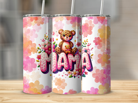 Mama Floral Teddy Bear Blossom Design Tumbler Product