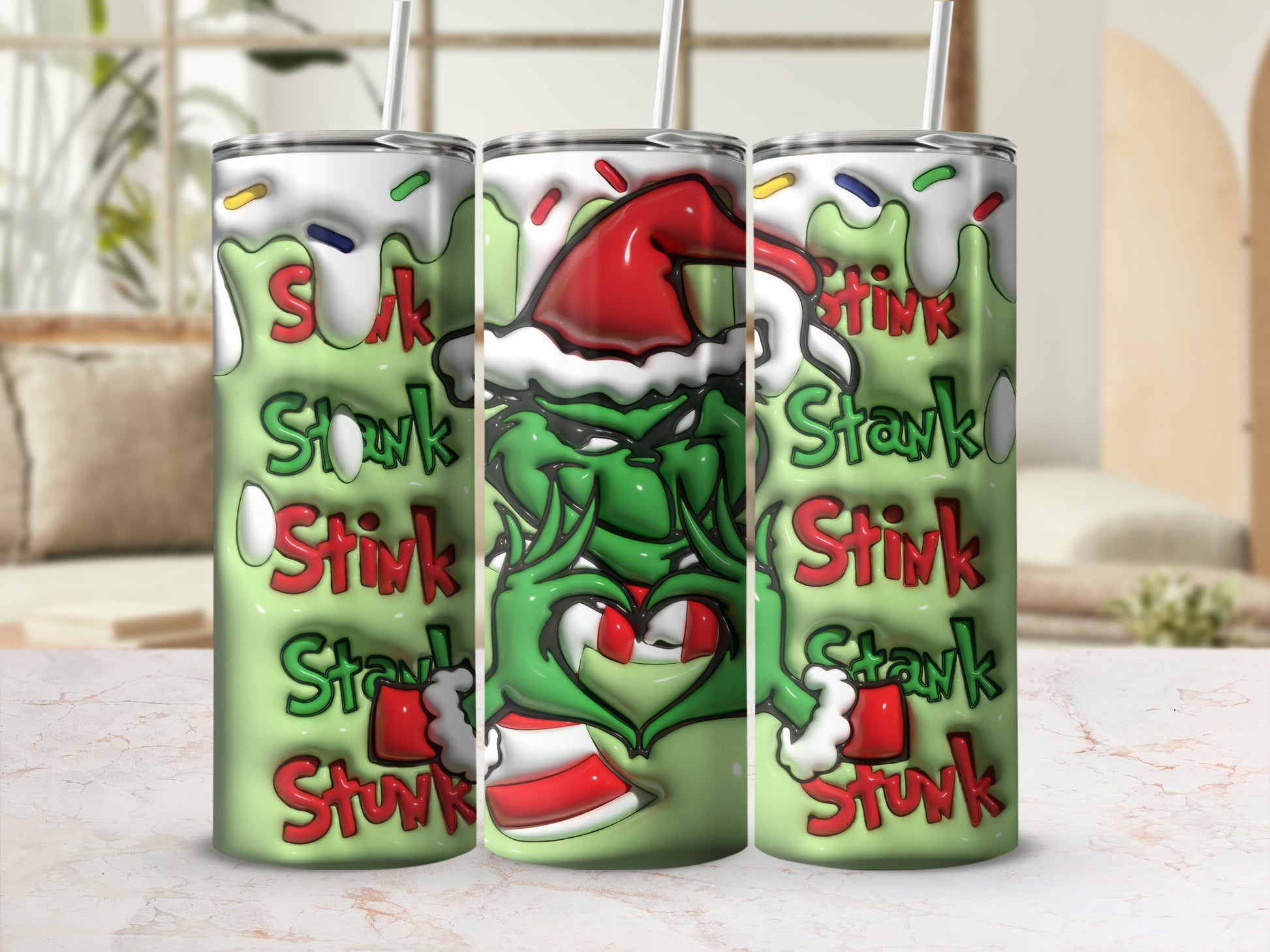 Stink Stank Stunk Grinch Santa Stainless Steel Tumbler