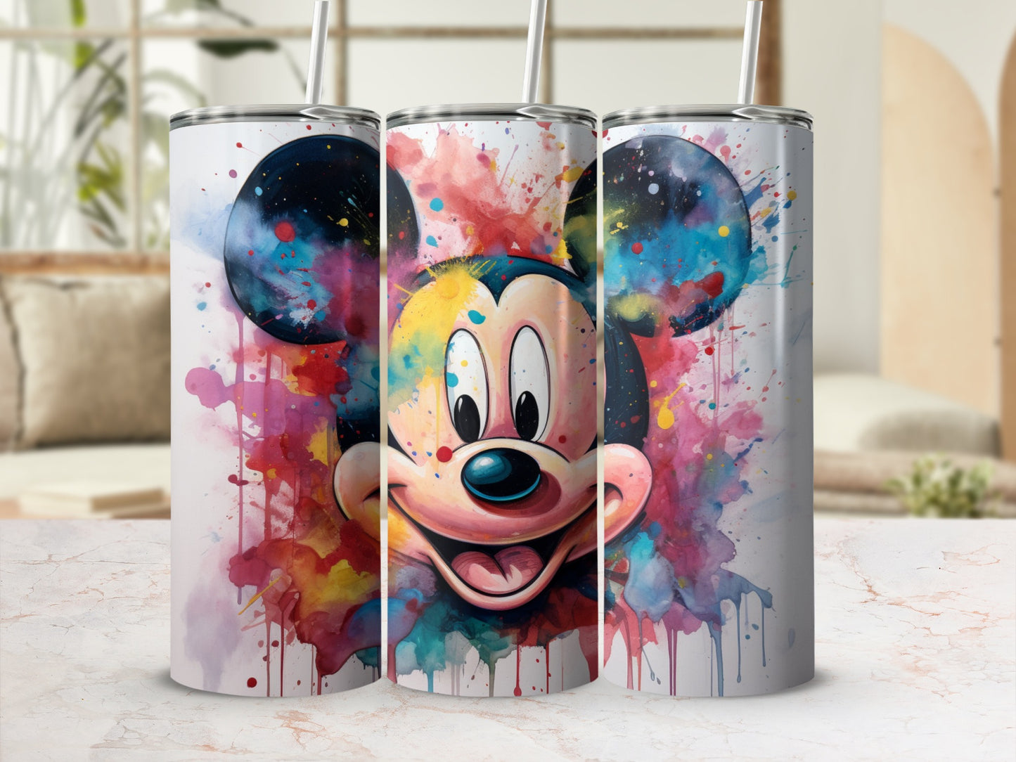 Colorful Mickey Mouse Art Print Travel Tumblers