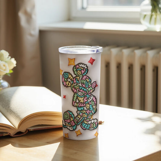 Colorful abstract floral design insulated tumbler