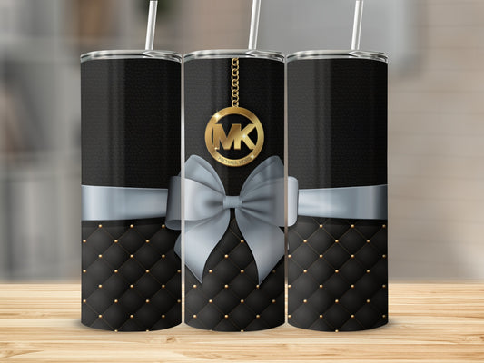 Elegant Black and Gold Tumbler with Bow Detail tumbler