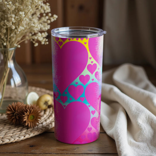 Colorful Pink Hearts Pattern Insulated Tumbler