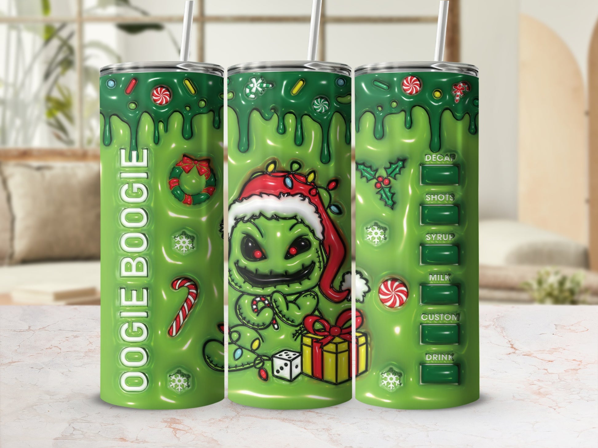 Oogie Boogie Christmas Holiday Themed Tumbler