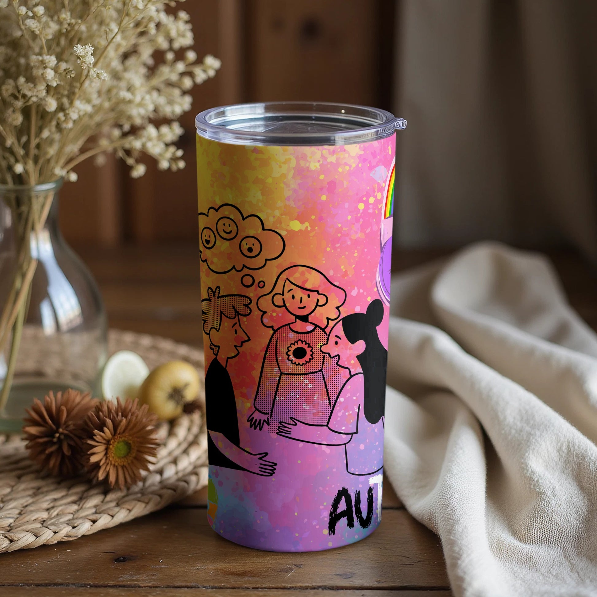 Colorful Animated People Design Tumbler for Your Drinks