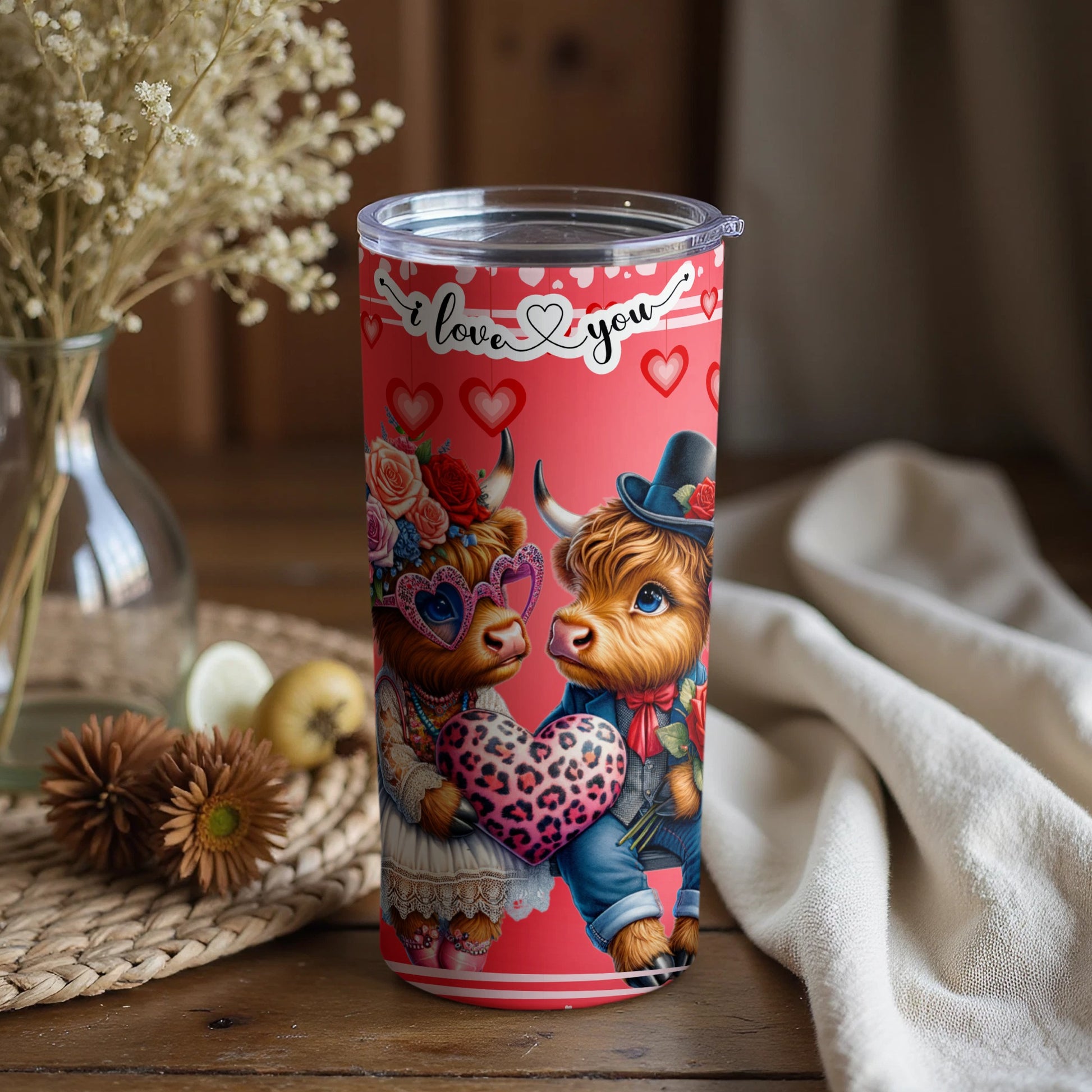 Adorable Highland Cattle Love I Love You Tumbler