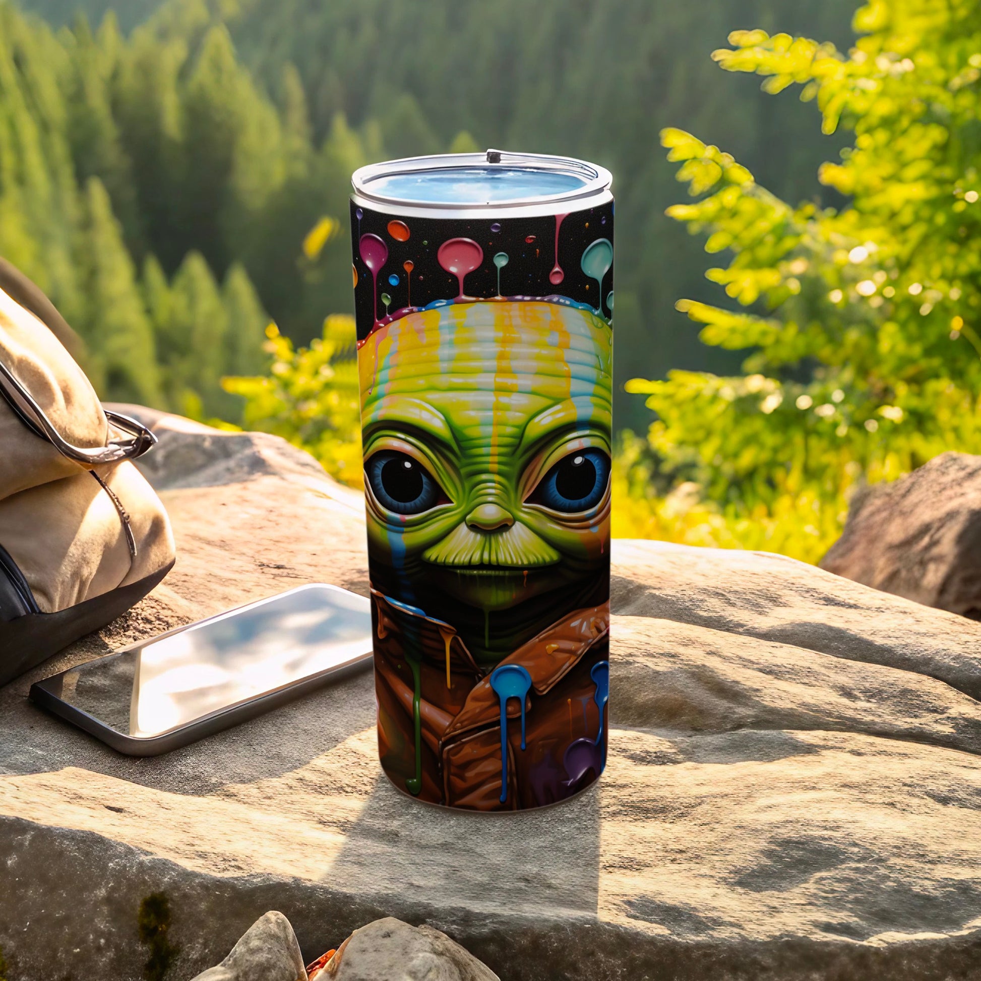 Colorful Alien Art Insulated Travel Tumbler Cup Flask